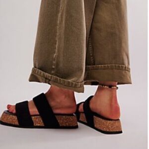 Free People Black Cork Platform Sandals